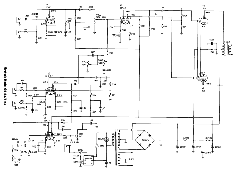 Prowess Amplifiers - Gretsch - Schematics - Gretsch 6159 - Gretsch 6159